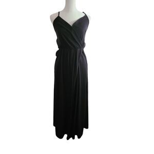 Women's Nine.Eight Black Shirred Waist Wrap Maxi Dress - Small